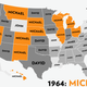Illustration for article titled Map: Six Decades of the Most Popular Names for Boys, State-by-State